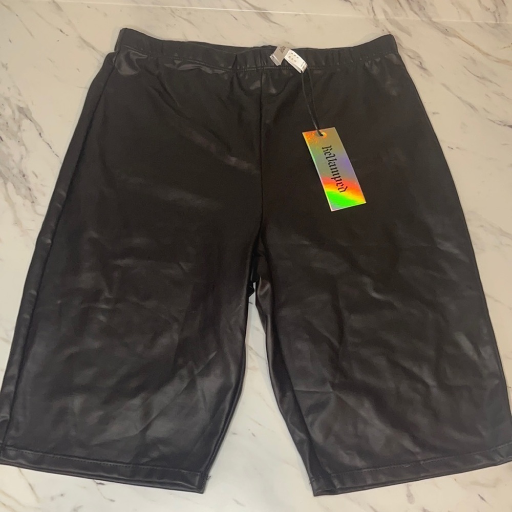 Faux Leather Biker Shorts - Black - Size Small - Picture 2 of 5
